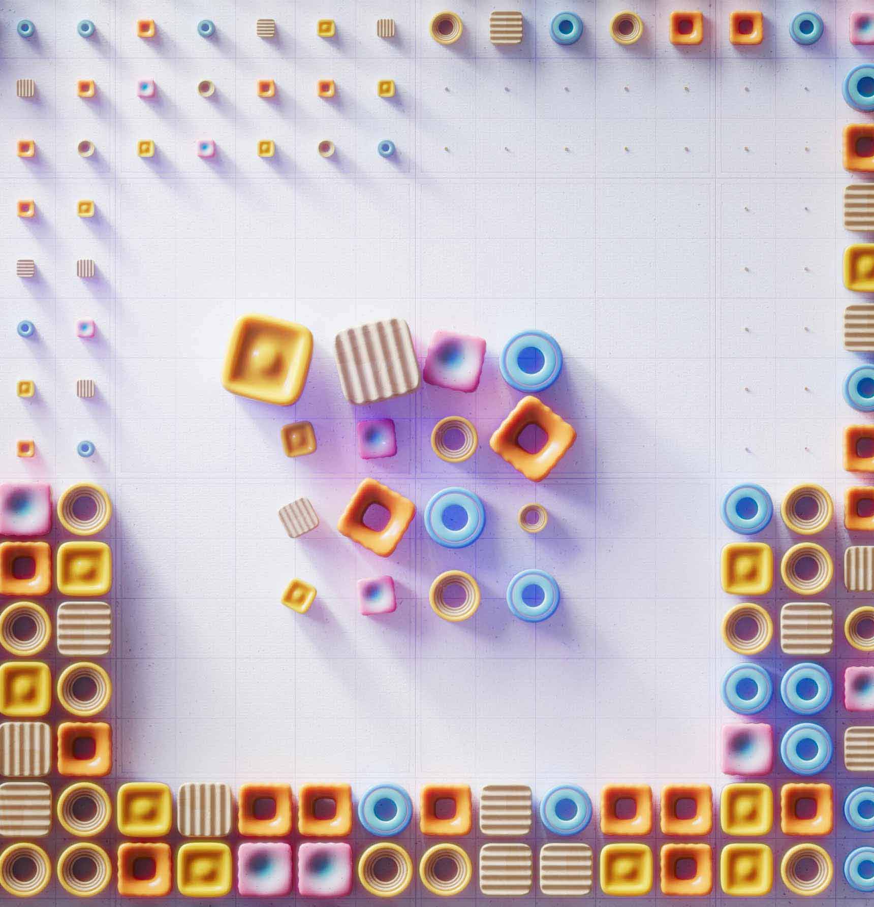 project-showcase-5 3D composition based on small shapes.